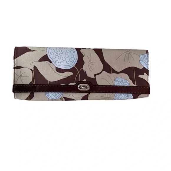 Agnes and Hoss Lotus Silk & Leather Envelope Clutch Handbag - Picture 3 of 12